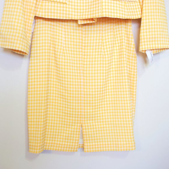 70s deadstock Neiman Marcus wool yellow plaid 2pc coord blazer skirt suit set - Picture 6 of 10